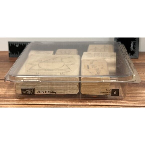 Stampin Up! Jolly Holiday Wood Mounted Rubber Stamp Set of 6 Santa candy cane - Picture 5 of 6